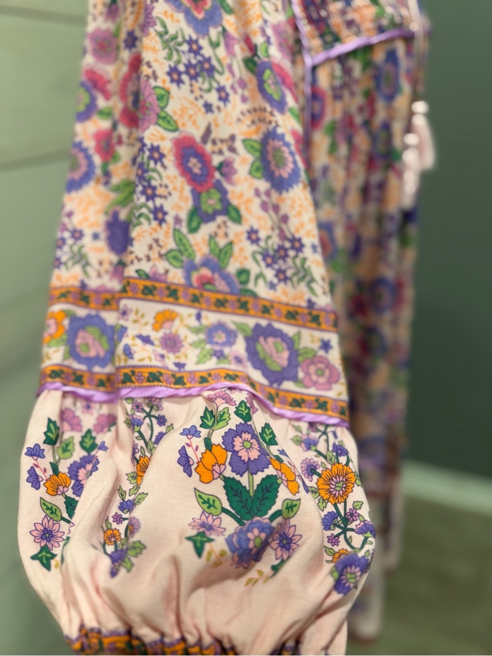 Umgee Lavender Floral Boho Tie-Neck Dress - Picture 9 of 16
